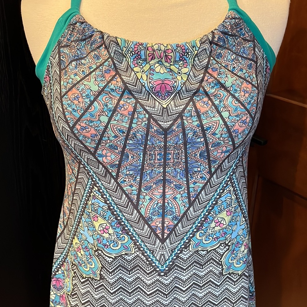 PRANA quinn dress sleeveless a line sporty athletic geometric colorful - Picture 3 of 4